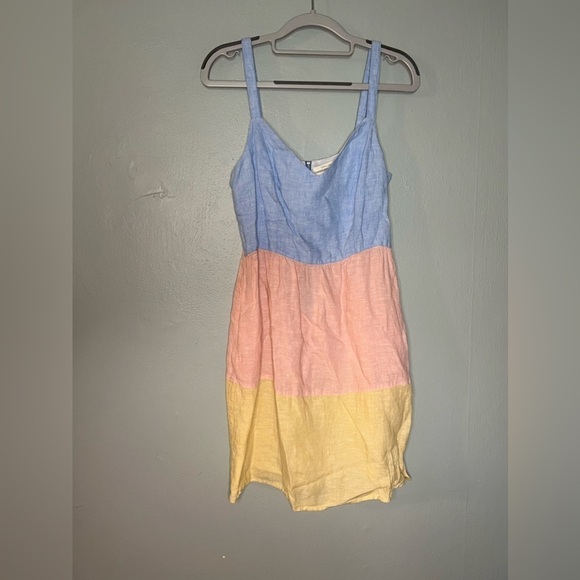 Cynthia Rowley 100% linen colorblock mini dress - Picture 1 of 3